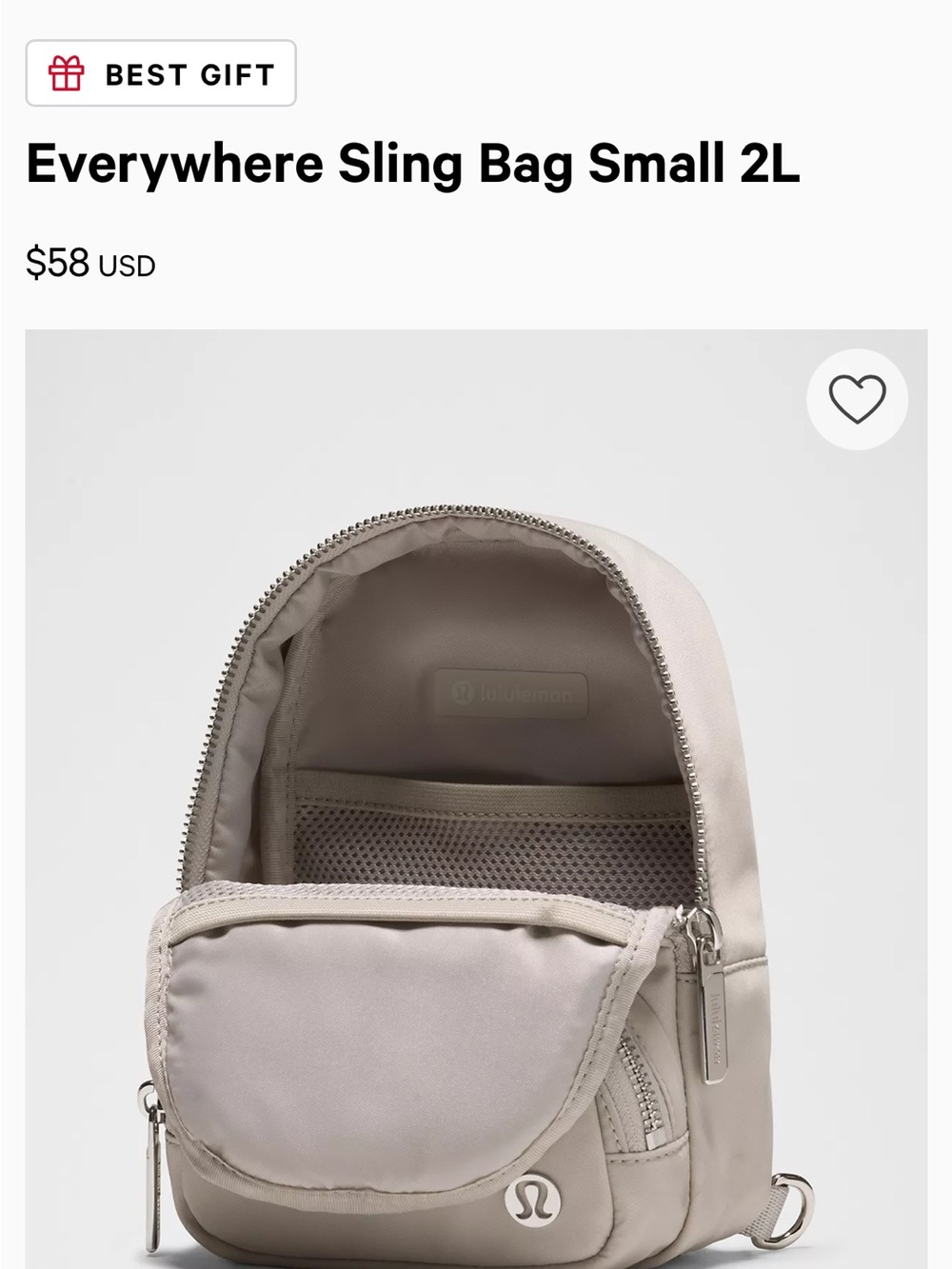 lululemon athletica Cream Beige Crossbody Sling Bag - Picture 6 of 8